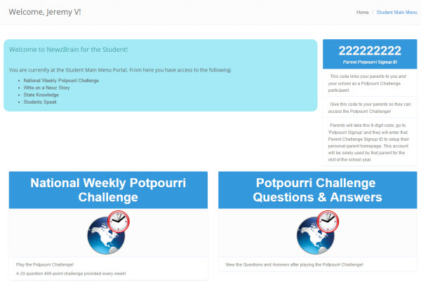 Student Home Page